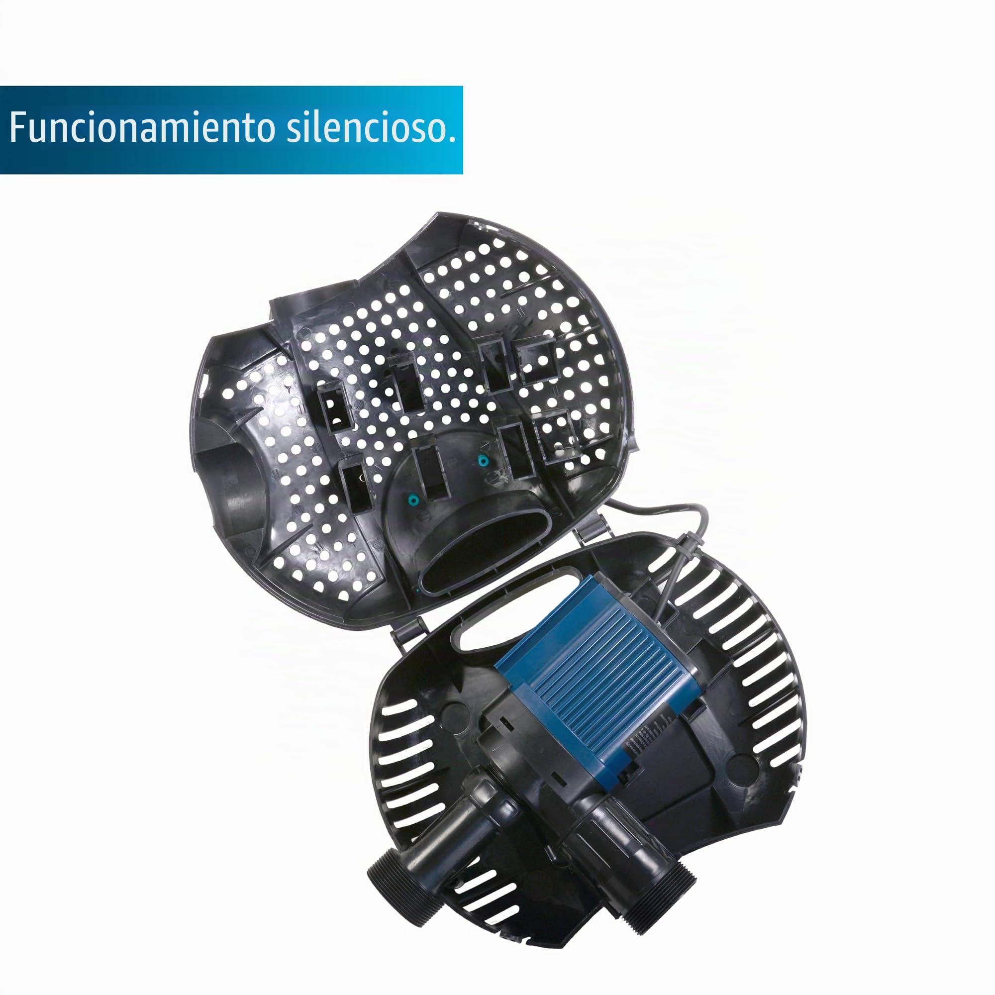 AquaForte O-Plus 6500 Bomba de filtración de bajo voltaje (12 voltios), 50 vatios, Caudal 6,5 m3 por hora, Altura 4 metros, adecuado para estanques de natación
