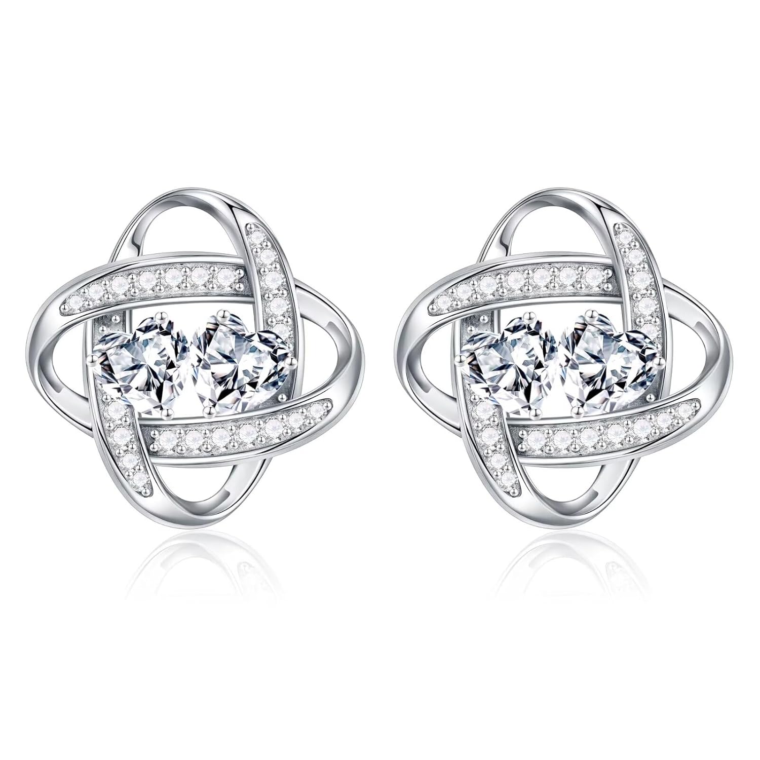 Iefil Double Birthstone Earrings for Women - 925 Sterling Silver Stud Earrings Anniversary Birthday Gifts for Women Jewelry