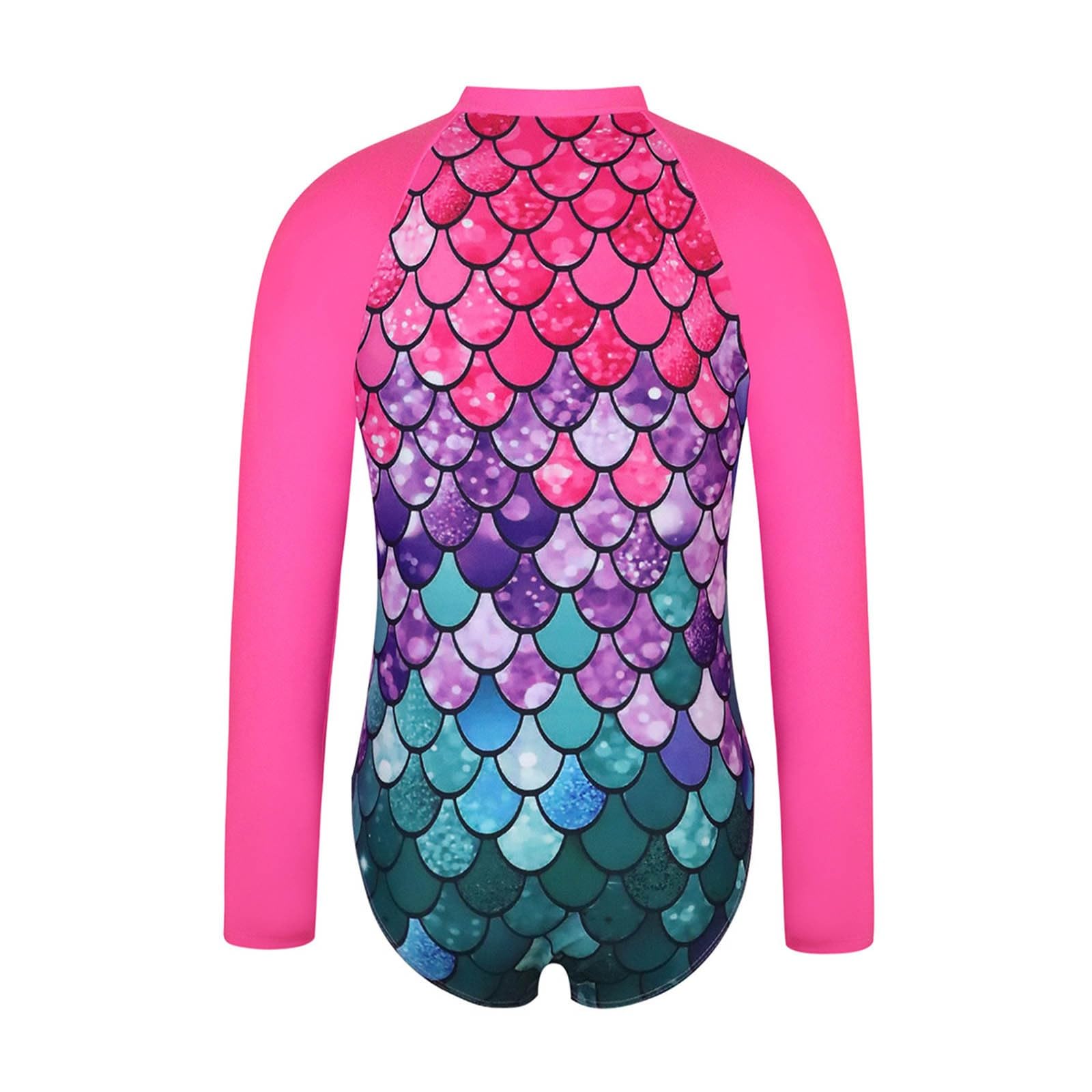 Swimwear Niños Niñas Traje de baño Verano Púrpura Rojo Gradiente de Pescado Escaspa Cremallera UPF Traje de baño para Adolescentes Niñas Playa Surf Natación Fuente Caliente