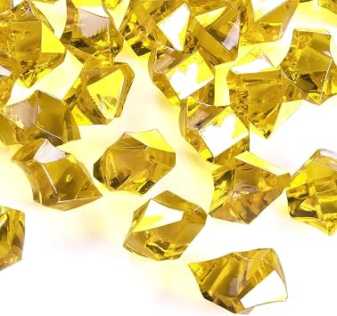 Babenest Acrylic Crushed Ice Rocks, 150 PCS Fake Crystals Plastic Ice Cubes Diamonds Gems for Vase Fillers, Home Decoration, Table Scatter, Event, Wedding, Arts & Crafts Gold