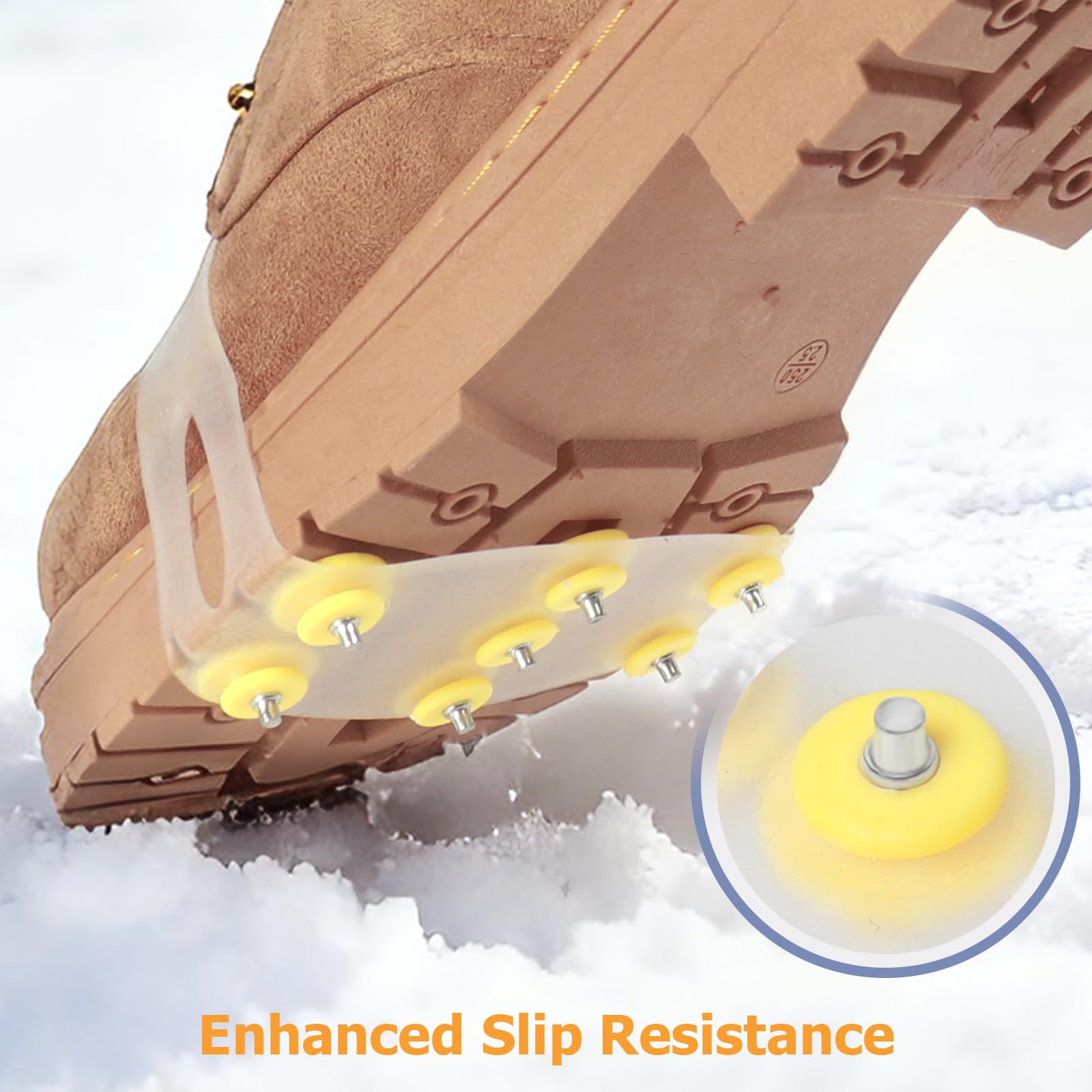 Tacchetti da ghiaccio flessibili a 7 punte per scarpe e stivali, tacchetti traslucidi antiscivolo per neve e ghiaccio, design facile da inserire, ramponi invernali portatili