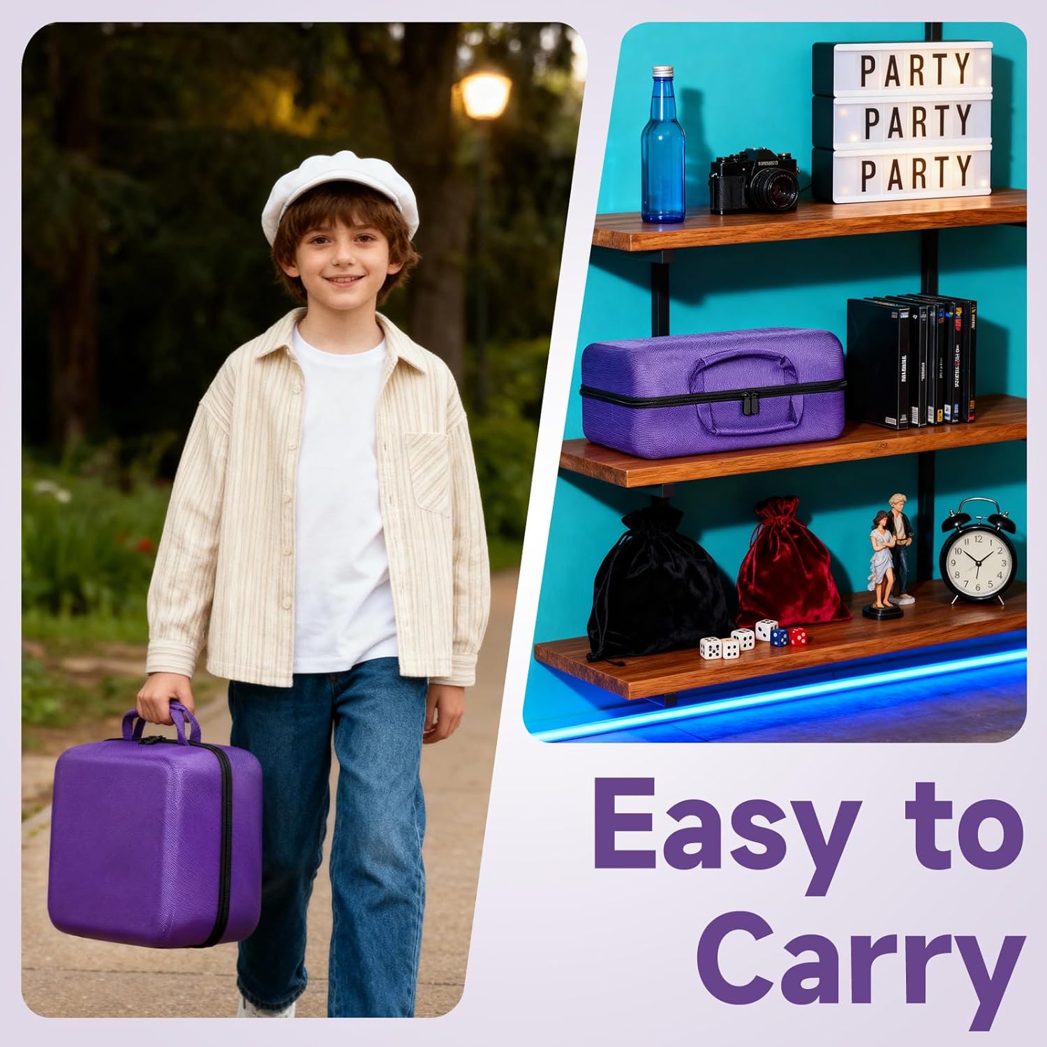 Miniature Figure Storage Case for Wargame, 116 Slot Miniatures Transport Case with 4 Foam Layer, RPG Miniature Carrying Case Compatible with Warhammer 40k and DND Minis (Purple)