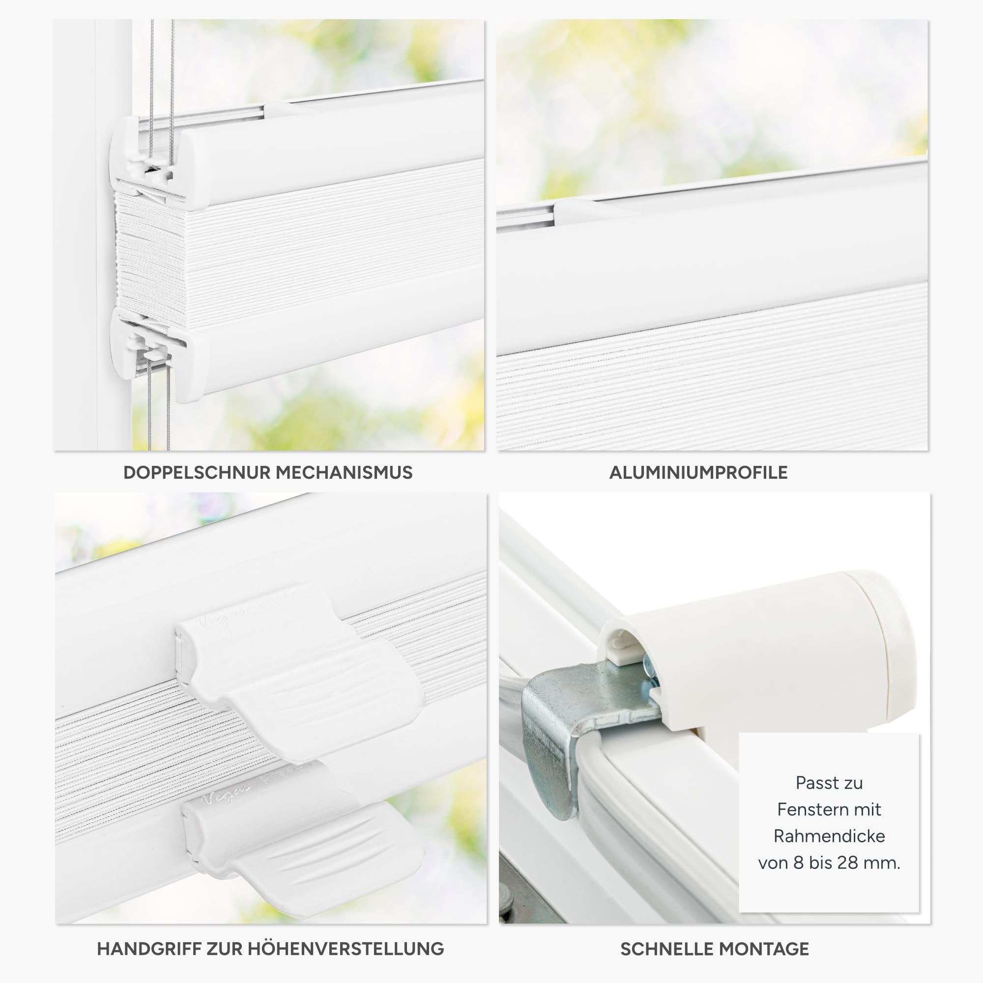 Estika Tenda plissettata senza forare - 75 x 230 cm - Bianco - per interni, per finestre, tessuto semi-trasparente, fissaggio a morsetto (Klemmfix), protezione solare