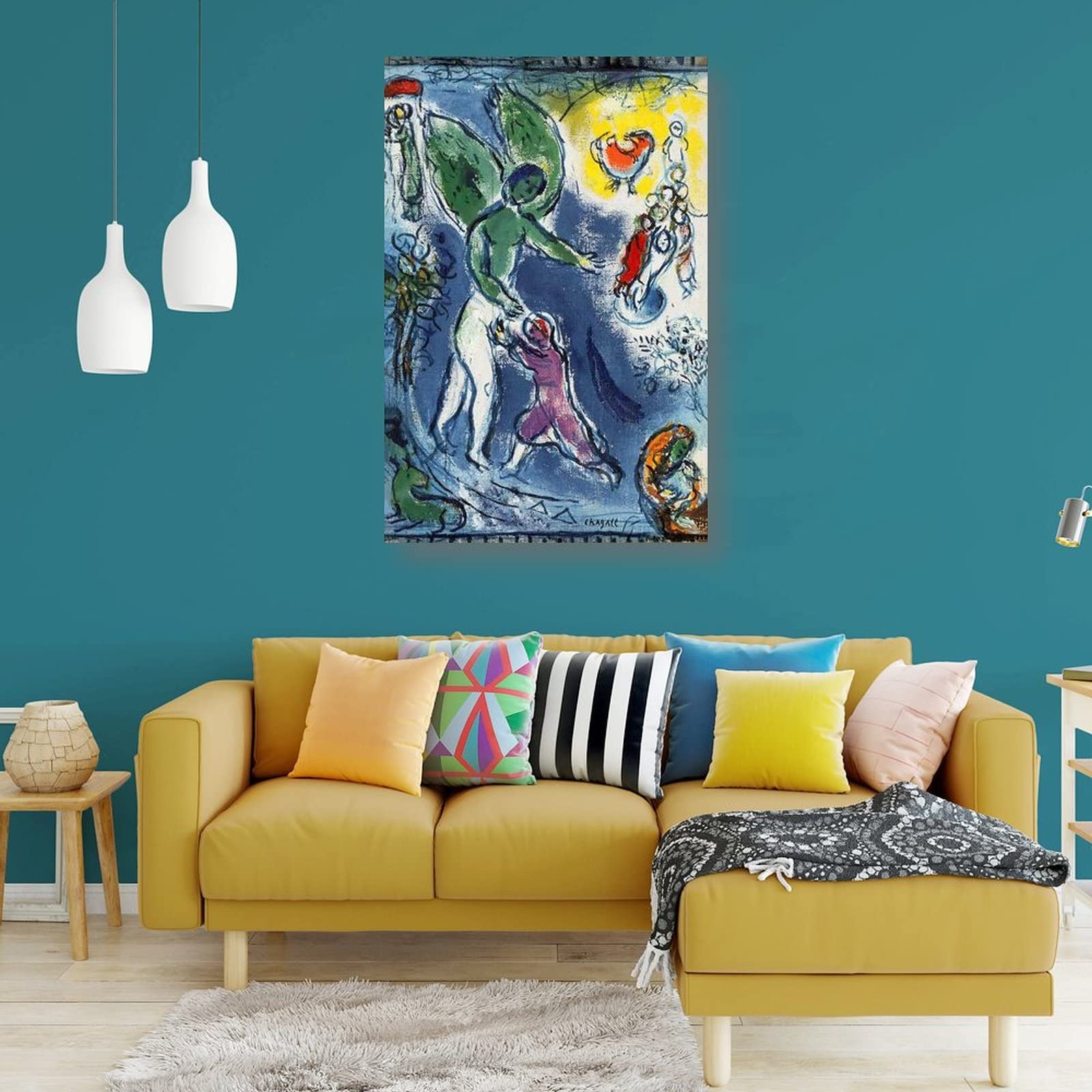 シャガール『ヤコブと天使の格闘』希少画集画、高級新品額・額装付 シャガール『ヤコブと天使の格闘』希少画集画、高級新品額・額装