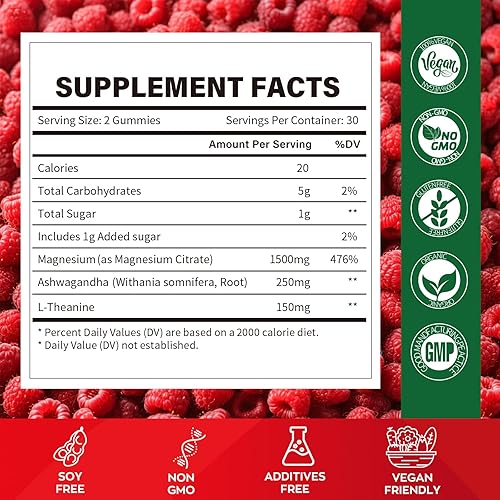 Miniatura 2 de Gomitas de magnesio de alta absorción para adultos, suplemento de magnesio para apoyo muscular, nervio, hueso y corazón, vegano, sin OMG, sabor
