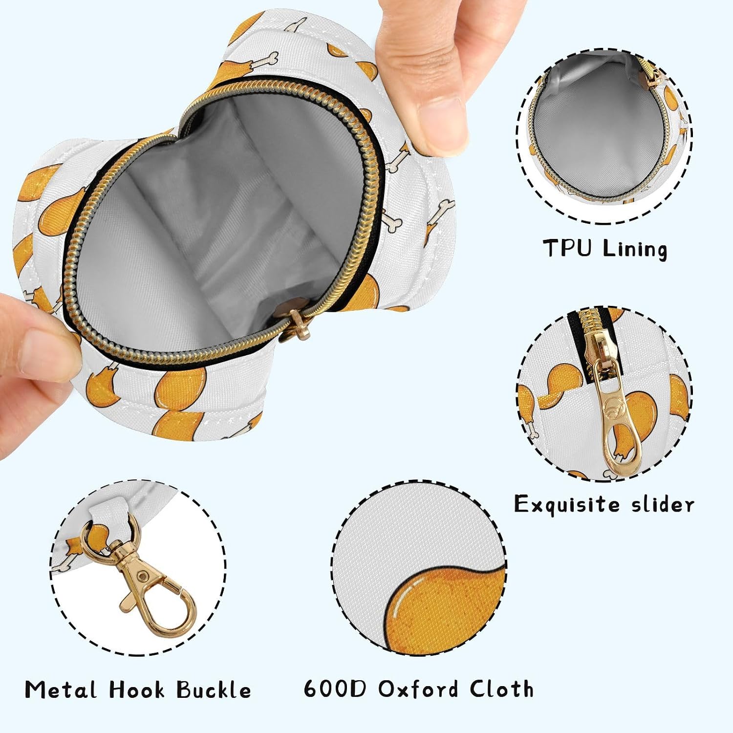 Fried Food Chicken Drumsticks Baby Pacifier Holder Case with Clip Portable Pacifier Storage Organizer Round Container Pouch Box Fits Diaper Bag Stroller Purse image 3