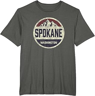 Vintage Spokane Washington Retro Throwback Mountain Circle T-Shirt