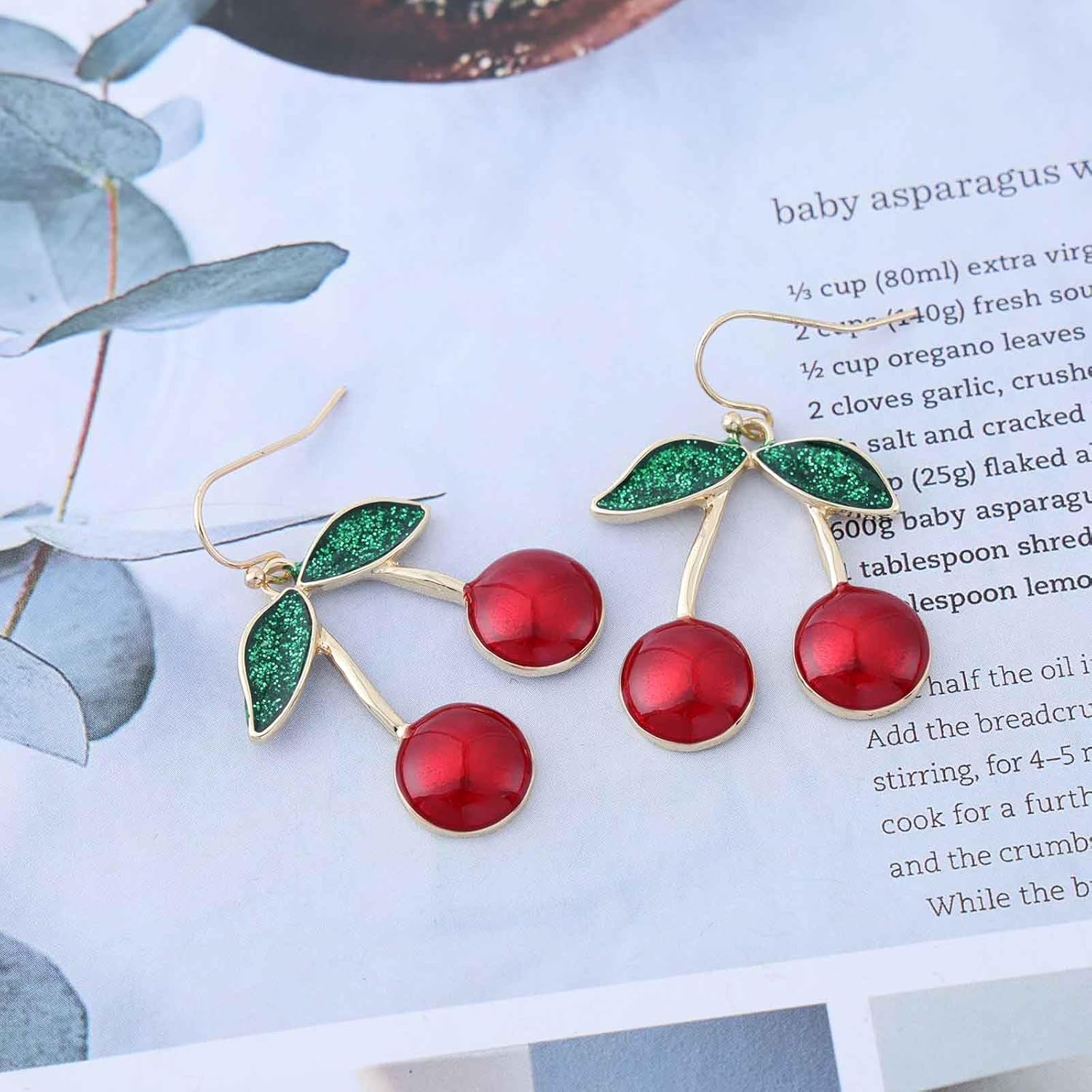 Boho Cherry Dangle Earrings Vintage Fruit Cherry Earrings Red Cherry Hook Earrings 3D Cherry Drop Earrings Jewelry for Women - Image 4