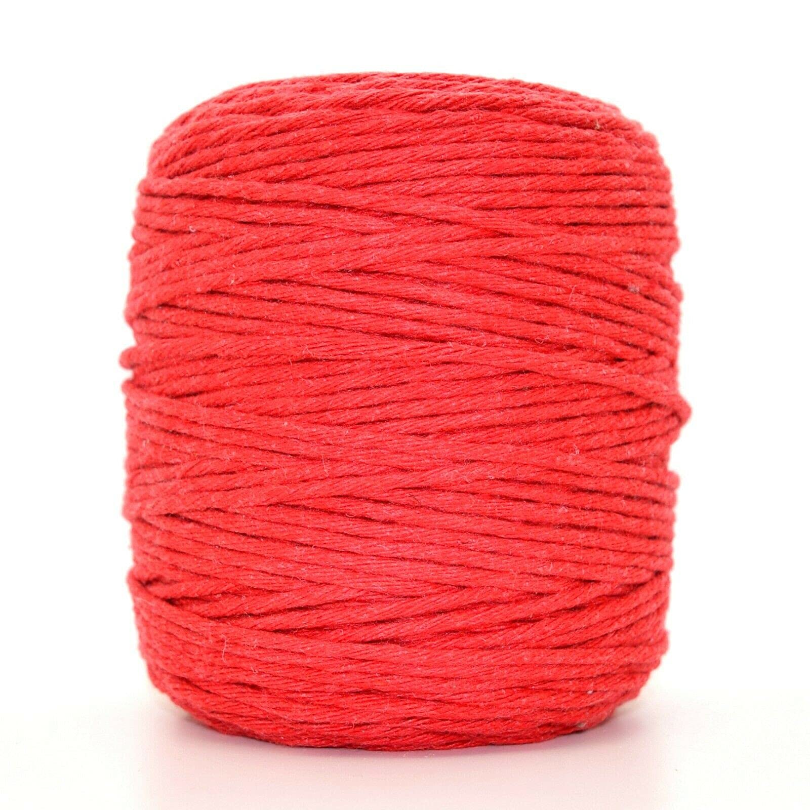 Premium Red Macrame Cord Twine 3mm x 50m Natural Cotton Craft Rope Reel - Red / 3mm / 200mm