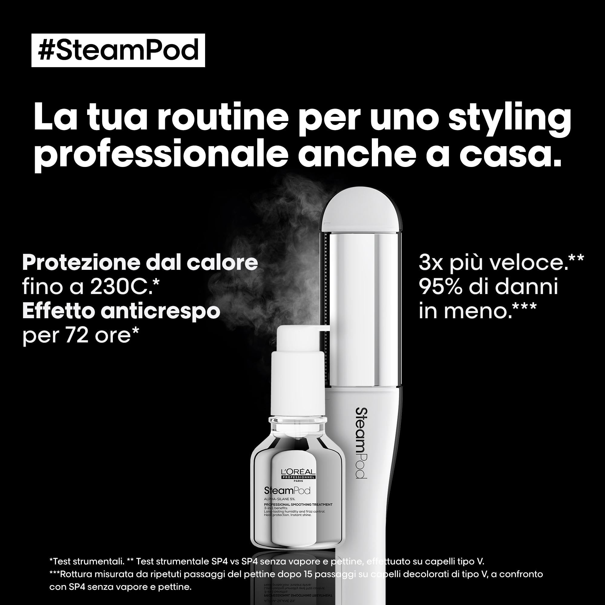 L'Oréal Professionnel Set con Piastra per Capelli Professionale Steampod 4 e Trattamento Lisciante Professionale Steampod, Protezione Termica e 72h di Effetto Anti-crespo, 50 ml