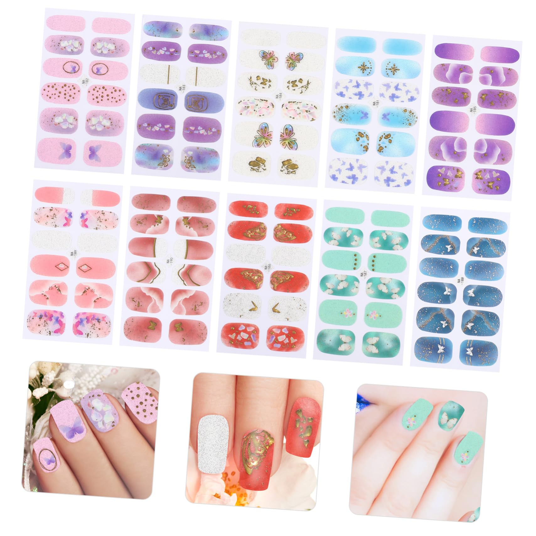 Healvian 5sets Adesivi Per Unghie Gradiente Di Decorazioni Per Unghie Autoadesive Facili Da Applicare e Rimuovere Design Elegante e Delicato Per Manicure Fai Te