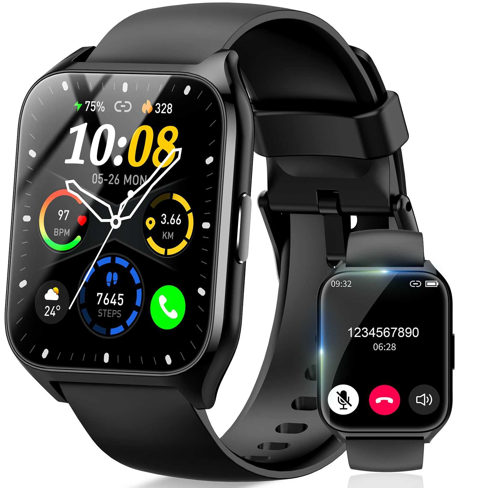 Reloj Inteligente Hombre Mujer, 1.85" Smartwatch con Llamadas Bluetooth, 110+ Modos Deportivos, Impermeable IP68 Smart Watch, Pulsómetro/Monitor de Sueño/Podómetro Pulsera Actividad para Android iOS
