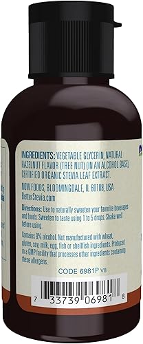 Vista 3 de NOW Foods BetterStevia - Edulcorante líquido de avellana cero calorías, apto para diabéticos, sin eritritol, 2 onzas