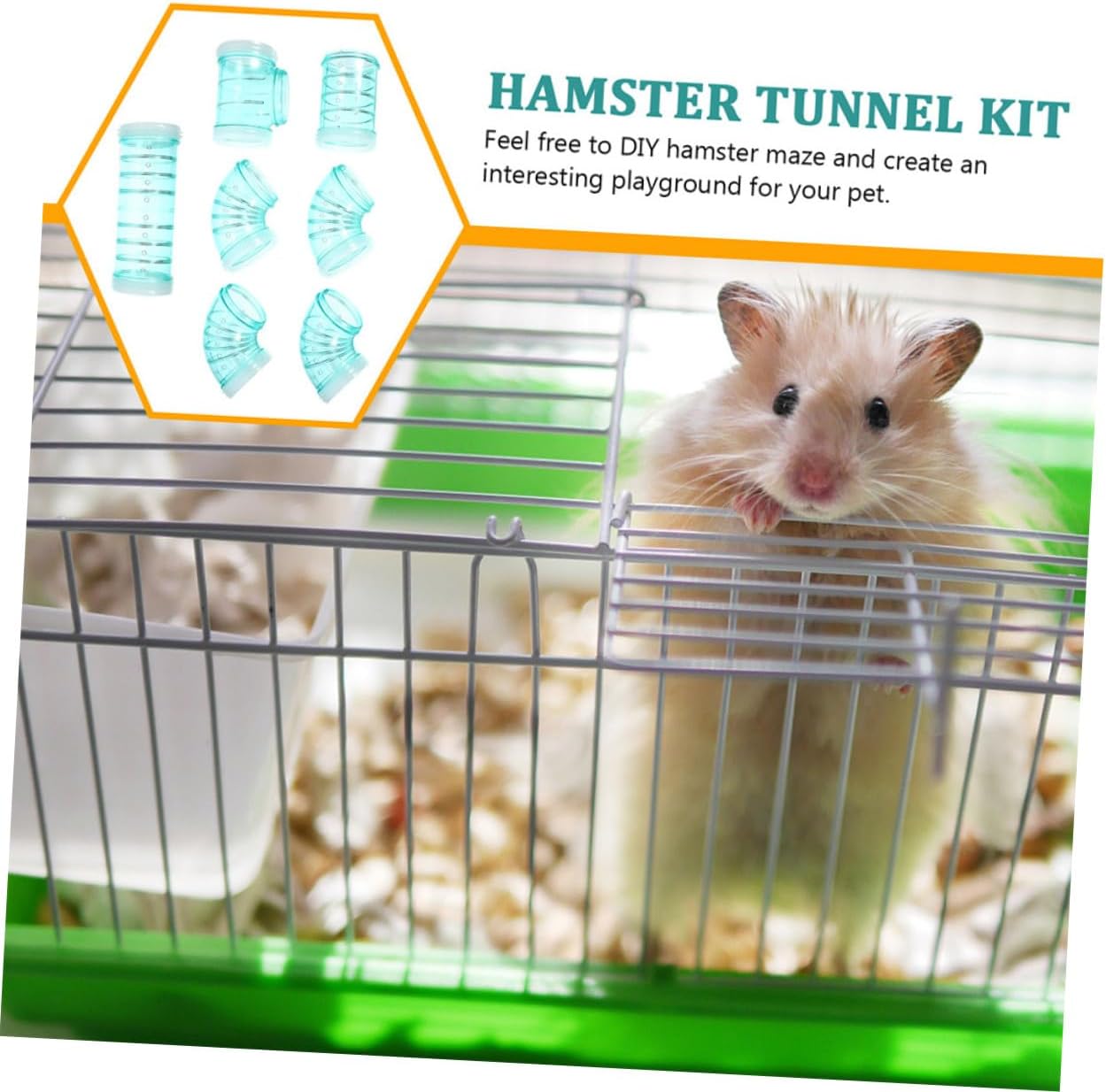 OUNONA DIY Hamster Tunnel Tube Set 3 Packs with Connectors, Blue Plastic Maze Cage Tubes for Small Animals, Pet Cage Supplies for Hamsters and Squirrels Playground