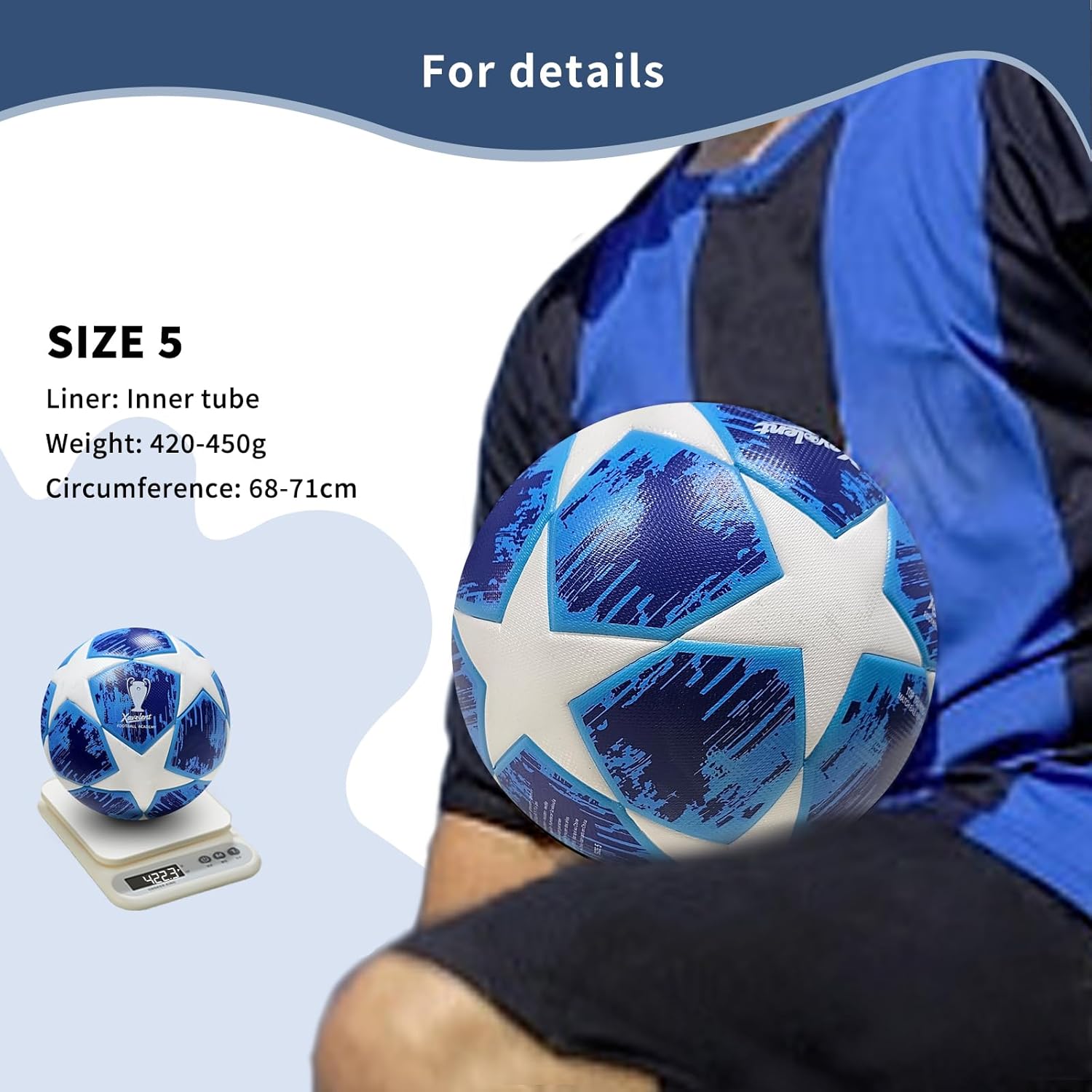 Professional Soccer Ball Size 5, Thermal Bonded Waterproof PU Match-Quality Training Ball with Pump - Image 5