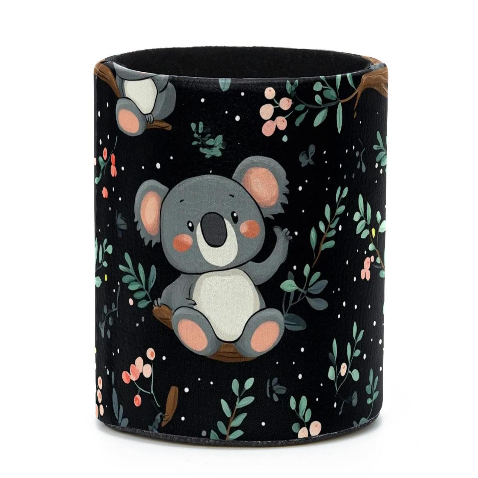 VAPOKF Round Pencil Holders for Desk, Koala and Leaves Pen Holders Pen Pot Makeup Brushes Storage Desktop Stationery Supplies Organiser for Home Office