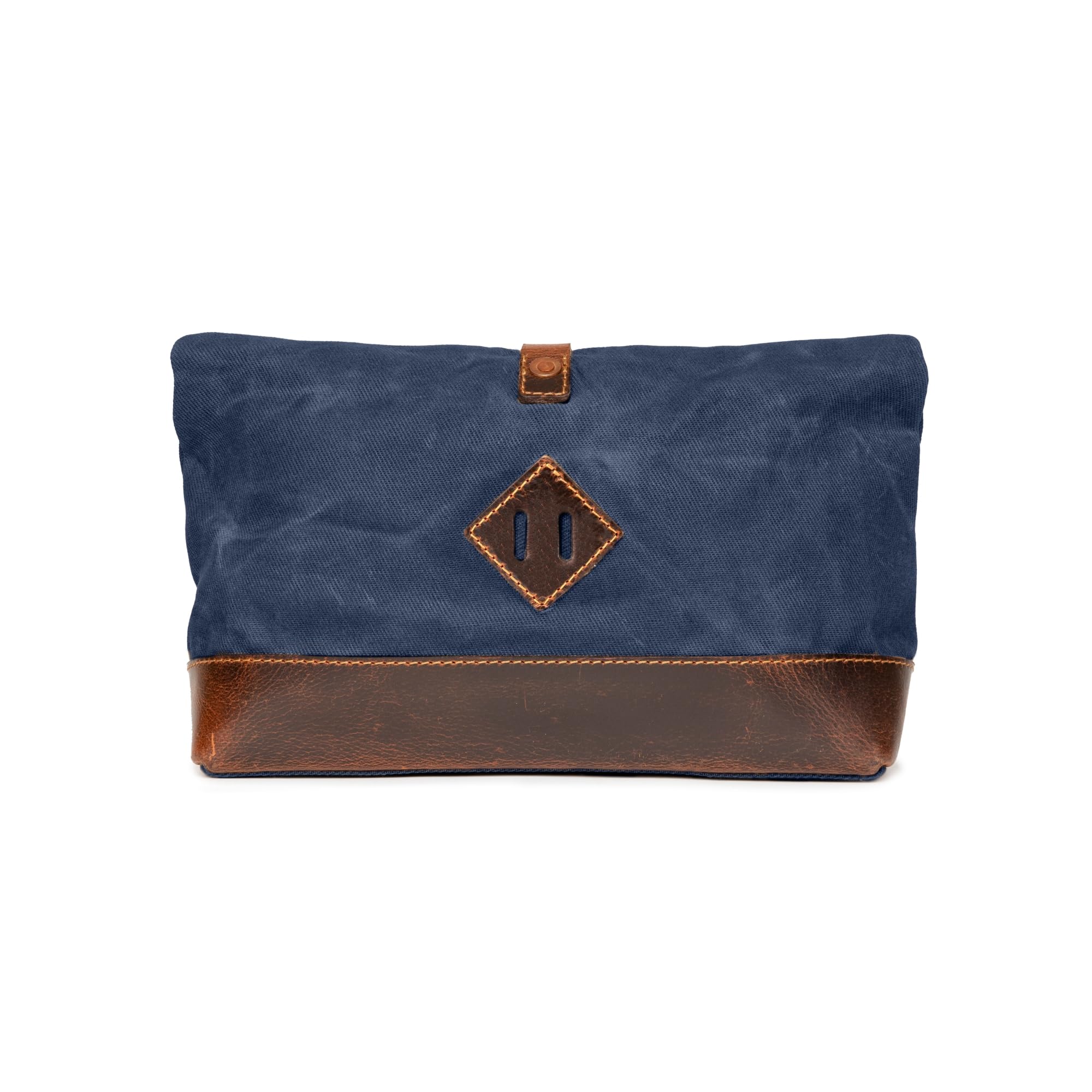 DRAKENSBERG Großer Kulturbeutel 'Otis' aus gewachstem Canvas, Leder, wasserabweisend, erweiterbar, Roll-Top-Design, bis 8L - Ozean-Blau, DR00656