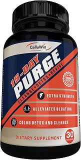 15-Day Purge Rapid Colon Cleanse, Natural Detox Pills for Bloating, Constipation and Gas, Supports More Energy and Good Weight Management, Body Cleanse Detox For Women and Men, 30 Capsules - CelluWin