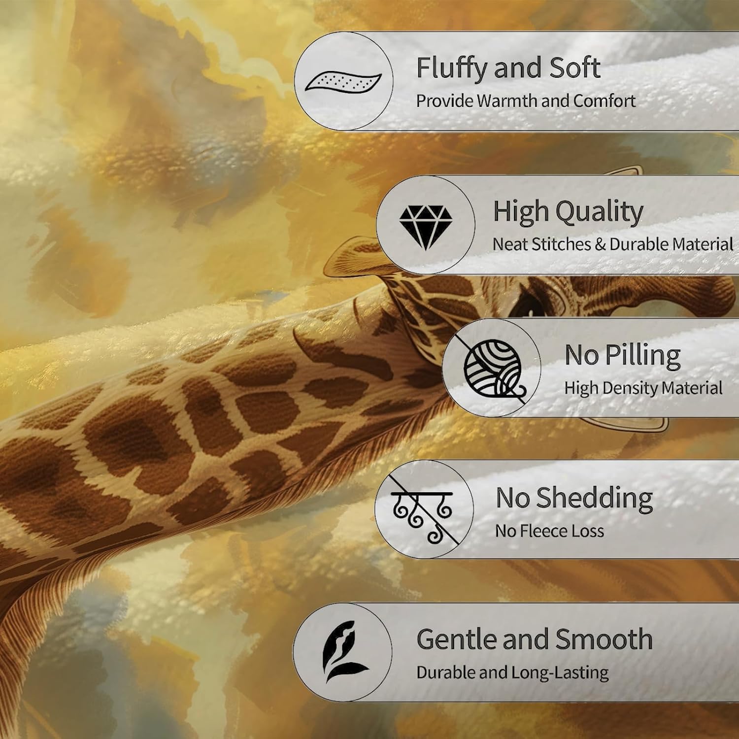Cartoon Giraffe Blanket Soft Animal Flannel Throw Blanket for Adults Kids Boys Girls - Warm Cozy Lightweight Fuzzy Fluffy Blankets for Couch, Bed, Travel, Outdoor Use 50×60 in - Image 4