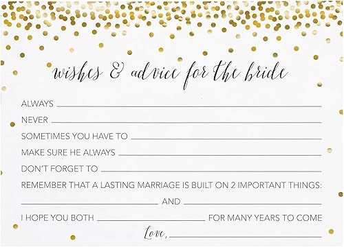 Miniatura 8 de Juvale Juegos de despedida de soltera - Juego de 250 piezas para 50 invitados, tarjetas de lunares dorados de 5 x 7 pulgadas, juegos de despedida de