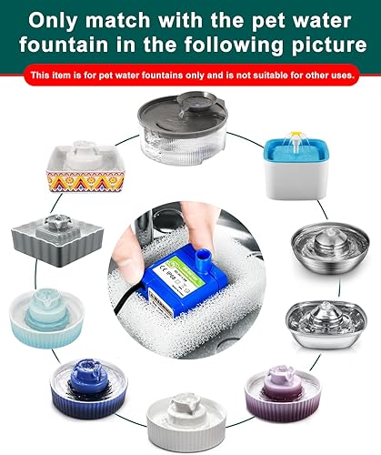 Miniatura 2 de Bomba de fuente de agua para gatos, bomba de fuente para mascotas, bomba de repuesto sin luz LED, motor DR-DC160 para fuente de gato de acero
