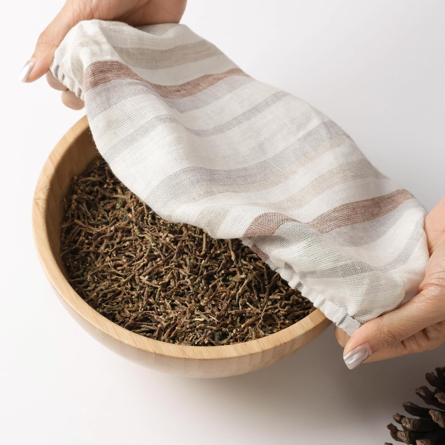 100% Linen Bowl Covers Reusable For Bread Proofing, 4 Pcs Elastic Cloth Fabric Colorful Stripe Bowl Covers, 5.9*7.9*9.8*11.8 Inches, Colorful 4