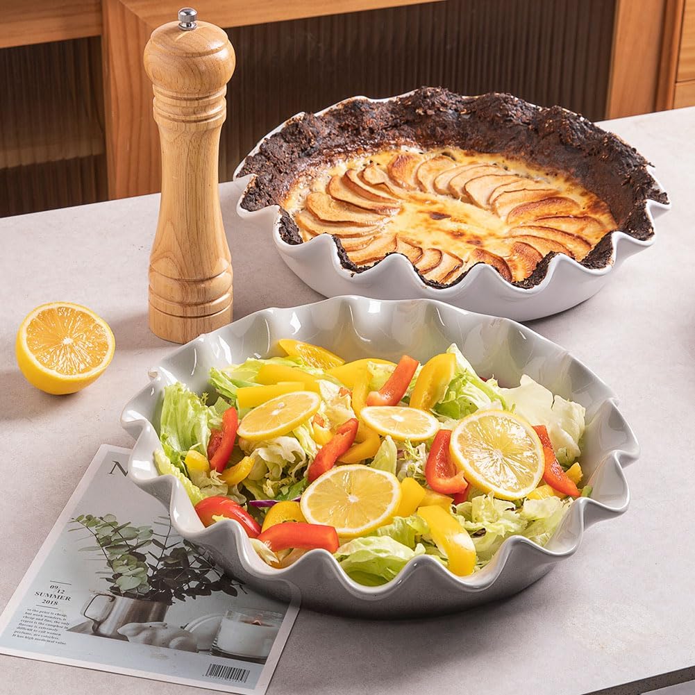 Round Cake Pans Getstar Ceramic Pie Pan Set Of 2, Inch Pie Dish