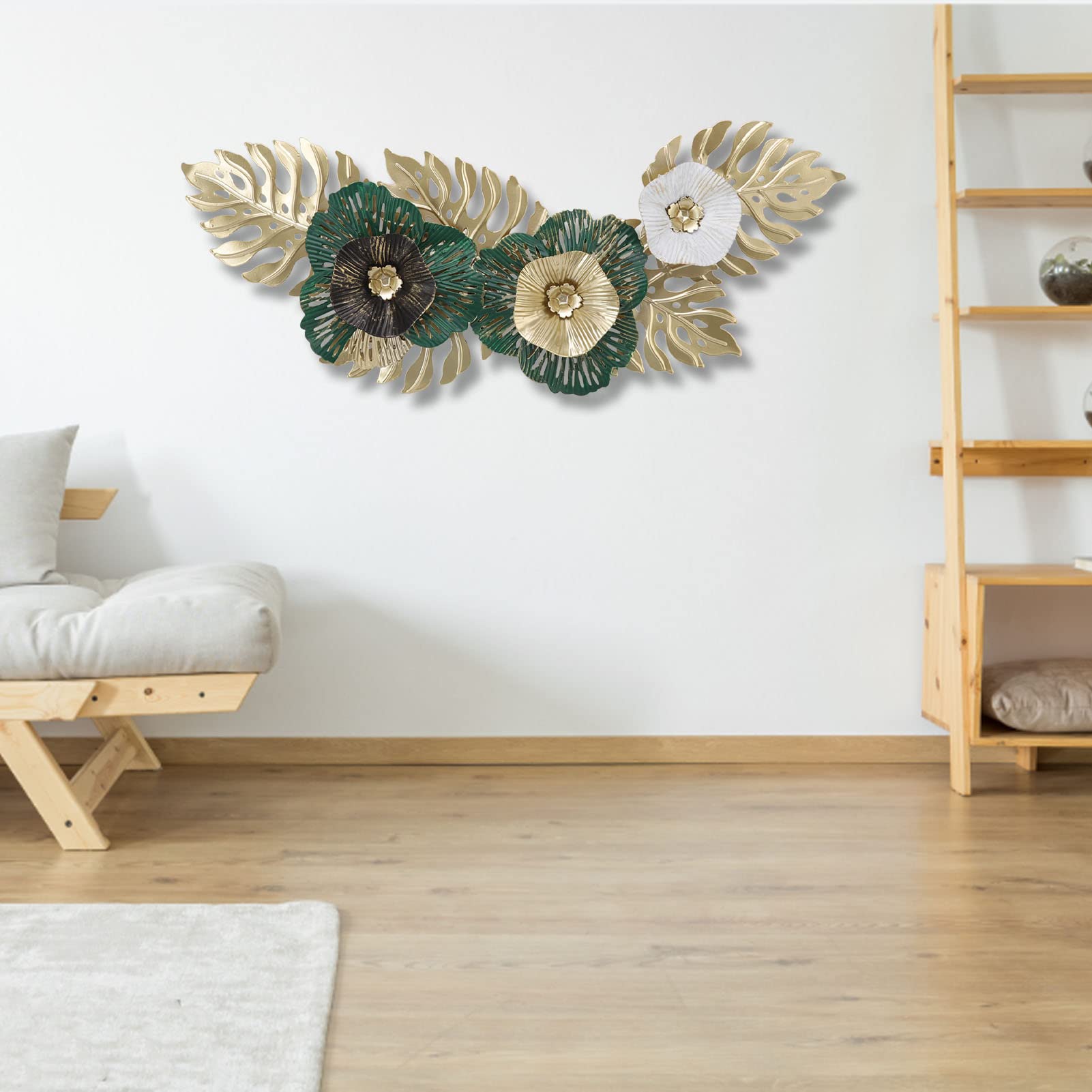 Decorazione da Parete con Fiori in Metallo, Elegante Ed Elegante Decorazione da Parete in Metallo 3D per Soggiorno Durevole Scultura da Parete in Ferro Decorativo da Appendere alla