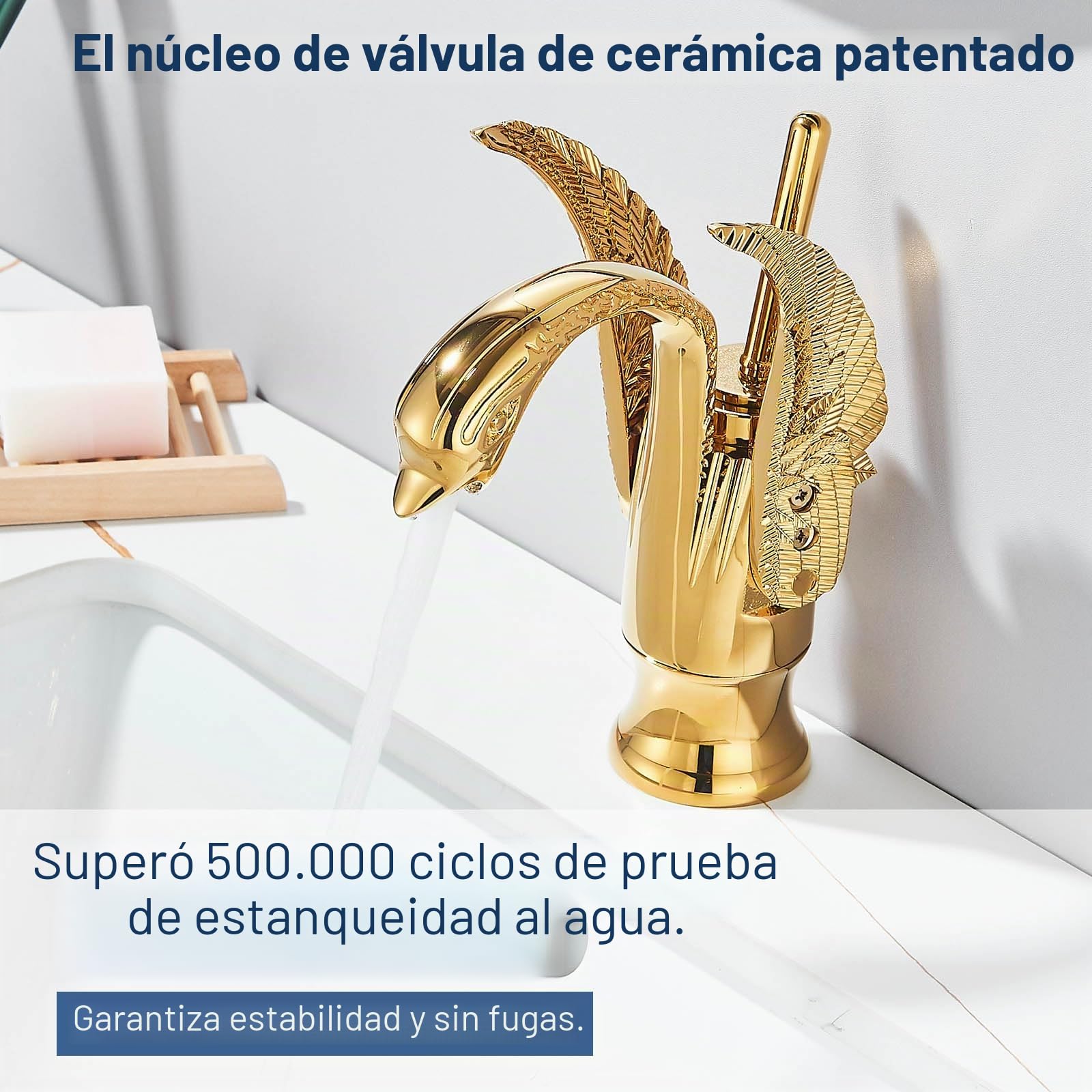 Suguword Grifo de Baño Dorado con Diseño de Cisne, Mezclador de Lavabo con Diseño de Cisne, Grifo de Lavabo para Baño, Mezclador de Baño para Lavabo con Diseño de Cisne