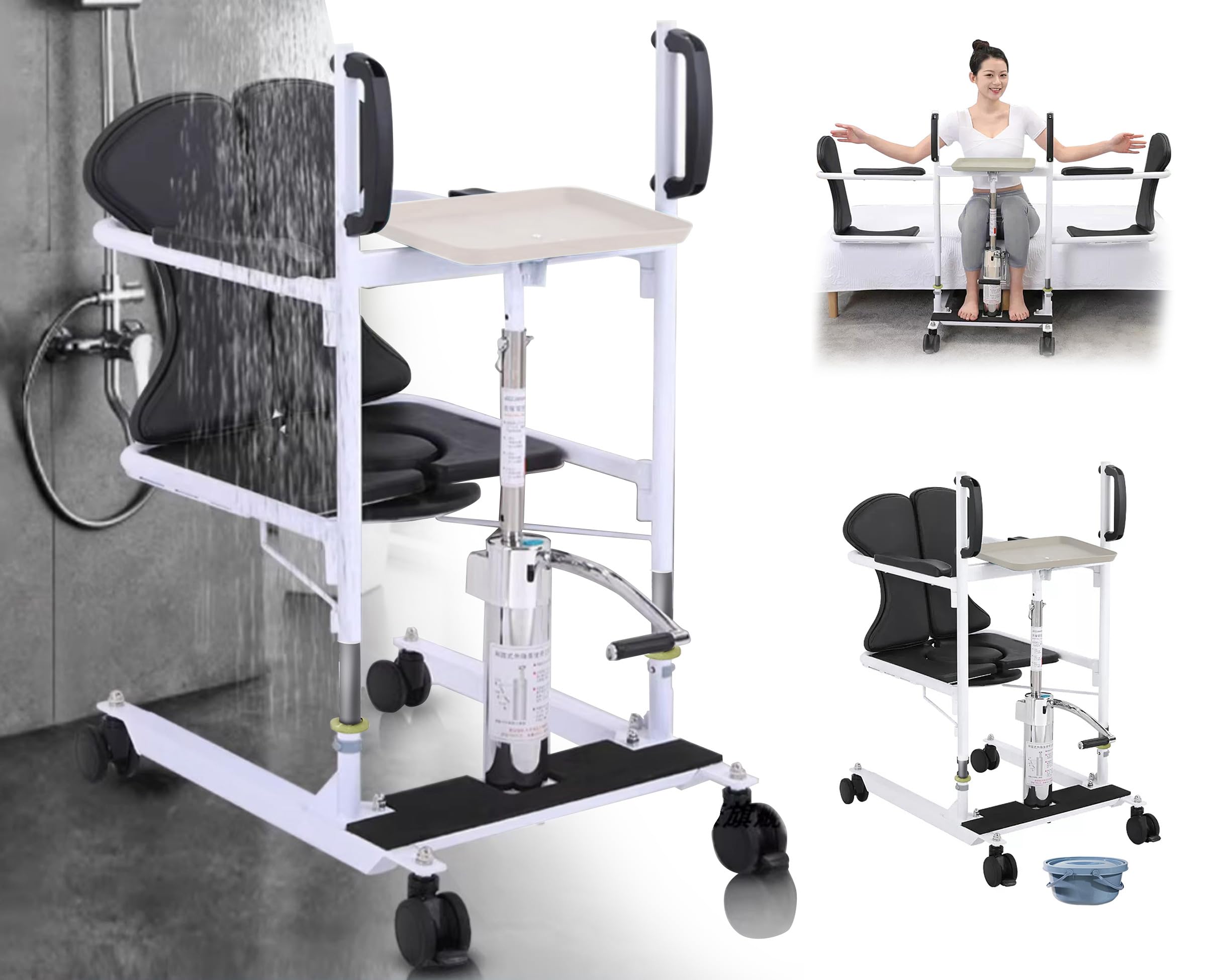 5 en 1 Silla Hidráulica de Transferencia, Sillón Elevador para Ancianos, Silla de Ruedas de Transferencia, Dispositivos de Asistencia para Ancianos (No Apto para Parálisis Total)
