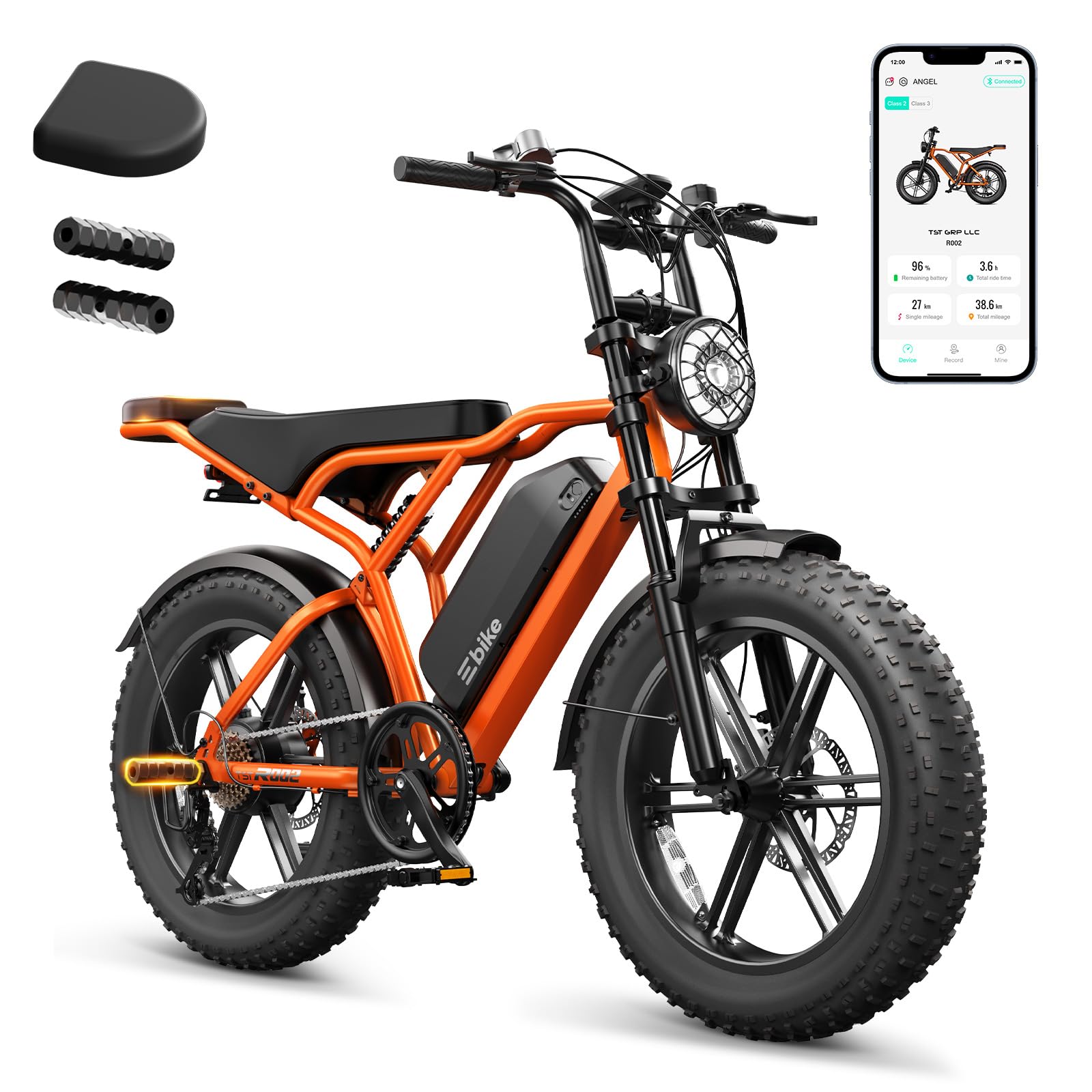 TST Electric Bike for Adults, 48V 15/25 Ah Battery, 60/100 Mile Range | 20*4 Fat Tire, Dual Suspension ,7-speed Gears, Powerful, LCD Display, Suitable for Commuters and Beginner Cyclists