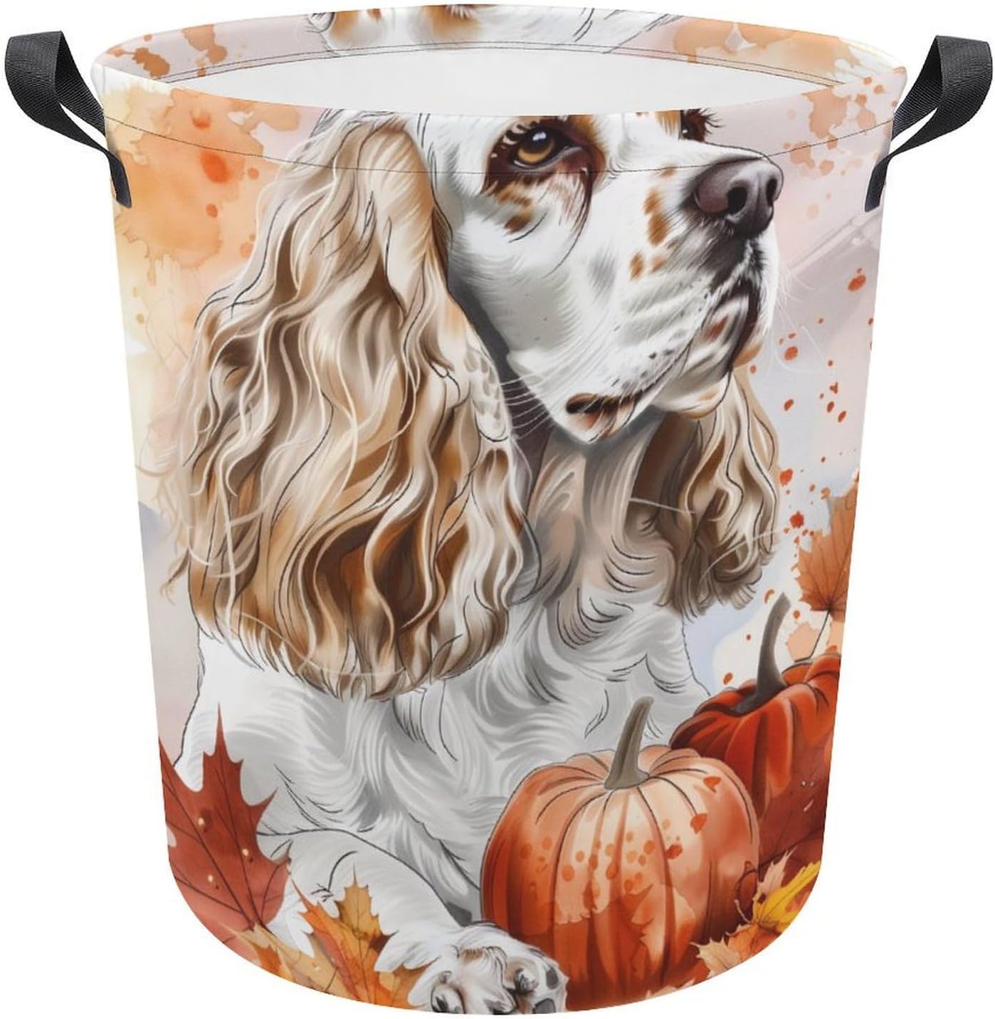 MoBlinko Fall Dog Laundry Basket Cute Cocker Spaniel Dog