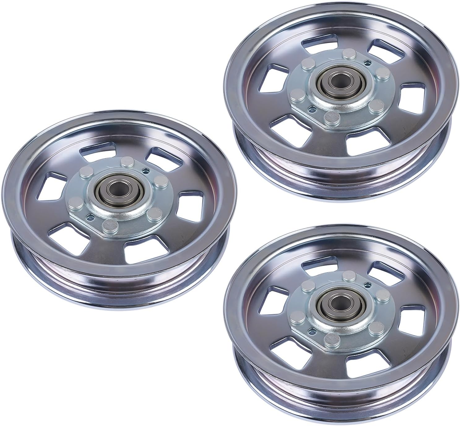 GELUOXI 3Pcs Flat Idler Pulley Replacement for Bad Boy ZT Series 48" 50" 54" 60" Outlaw 54" 61" 72" MZ Series 48" 54" Deck 033-8000-00 033-2000-00