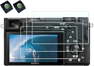 Screen Protector for Sony Alpha A6000 A6400 A6600 A6300 A5000 NEX-3 NEX-5 NEX-6 NEX-7 Camera with Hot Shoe Cover,HUIPUXIANG 0.3mm High Definition 9H Hardness Optical LCD Premium Glass Protective Cover (NOT for A6500/A5100)[2+3 Pack]