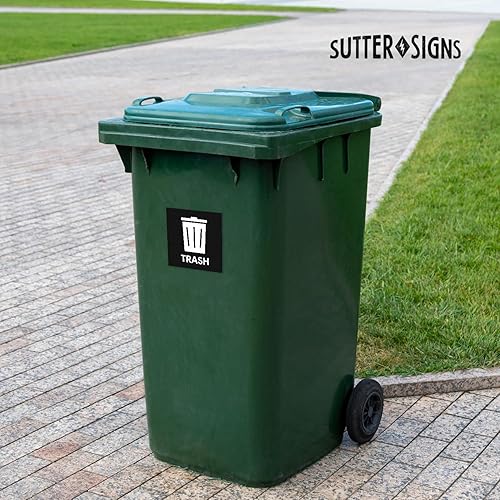 Miniatura 9 de Calcomanías de reciclaje y basura, autoadhesivas de vinilo resistentes a la intemperie, negroazul, cuadrado de 5 pulgadas (paquete de 4)