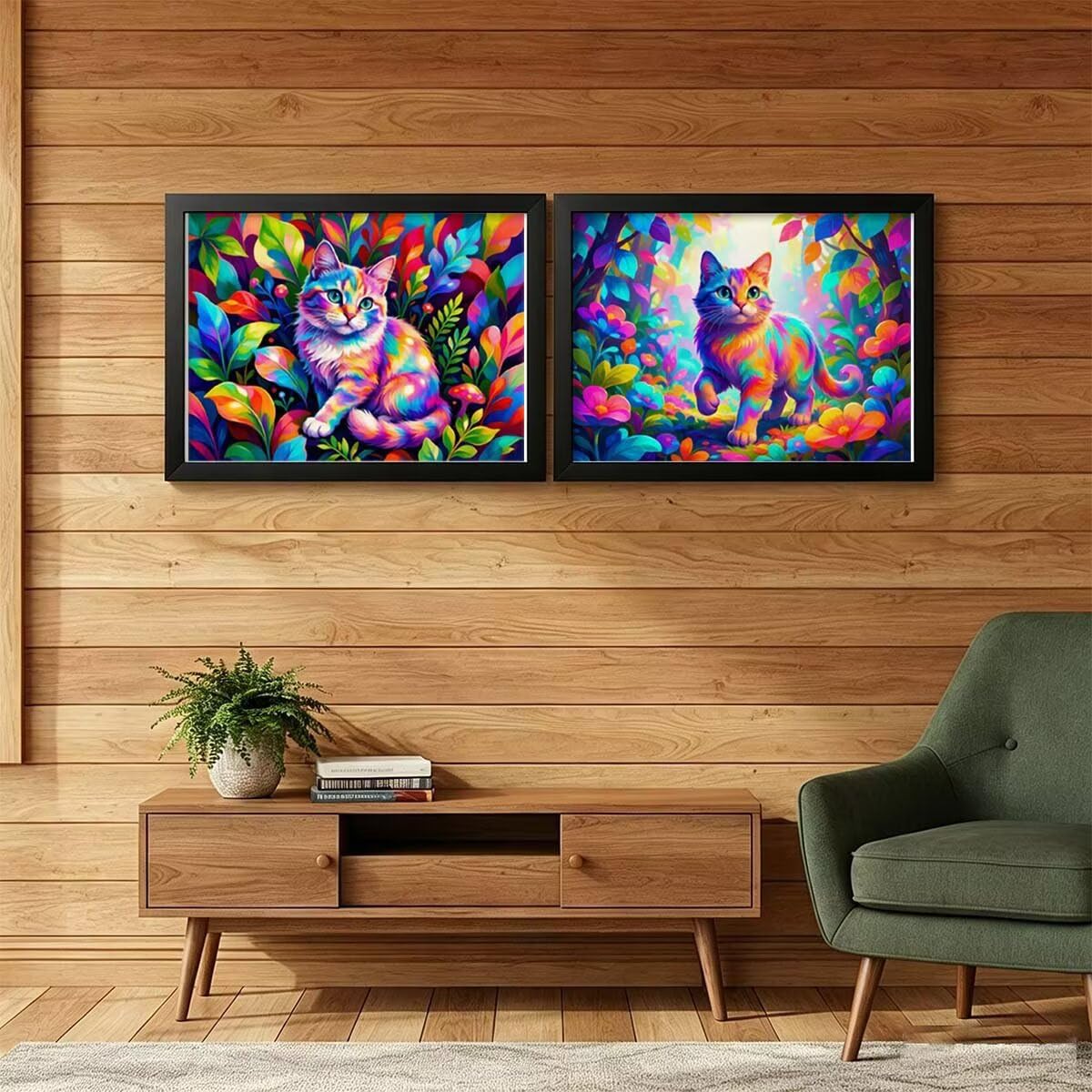 Zestaw do malowania diamentami 5D dla dorosłych kot 2 sztuki 95 x 70 cm L