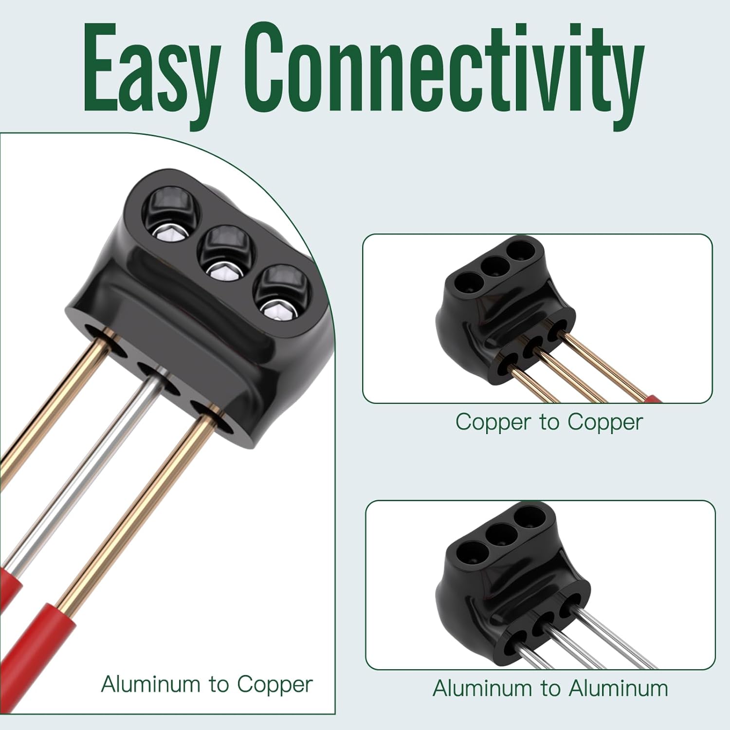 5PCS 3 Port Single-Sided Entry Insulated Multi Tap Connector 4-14 AWG, Electrical Splice Connector, Black Vinyl Coated, Dual-Rated for Copper and Aluminum Wires