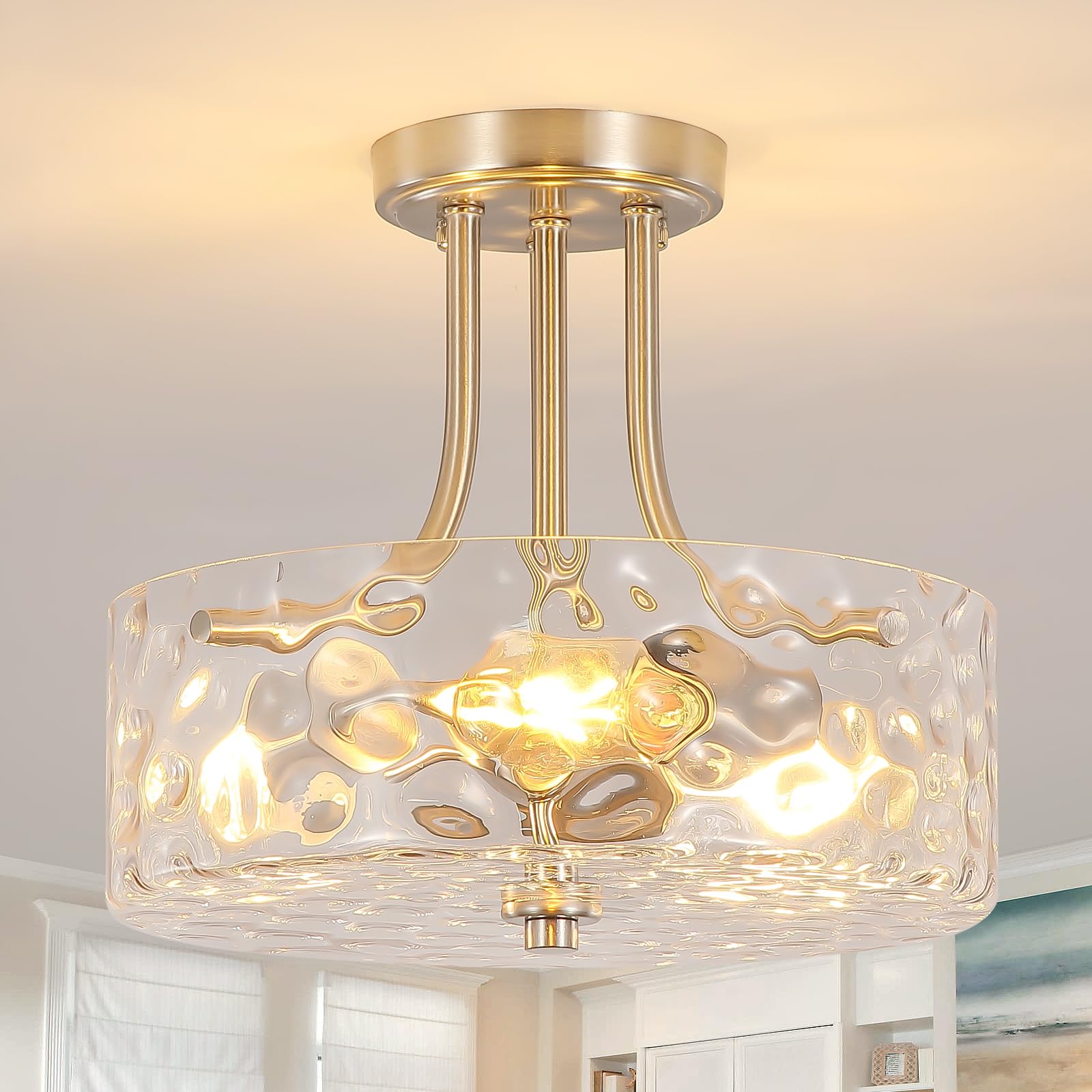 Photo 1 of ALZWDHZ Brushed Nickel Semi Flush Mount Ceiling Light, 11.8" W x 11" H