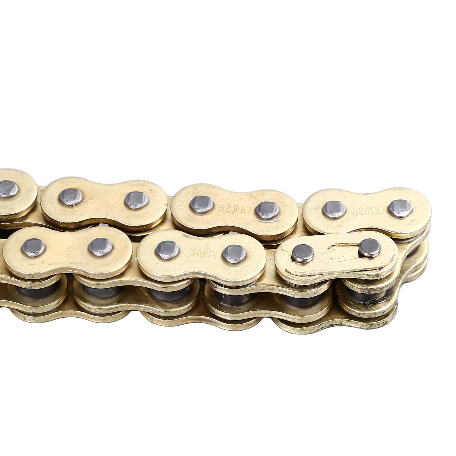 520HO - Catena con paraolio per motociclo da 116L, catena di trasmissione in acciaio al carbonio rinforzata, catena di trasmissione dorata antiruggine con placcatura in rame per la