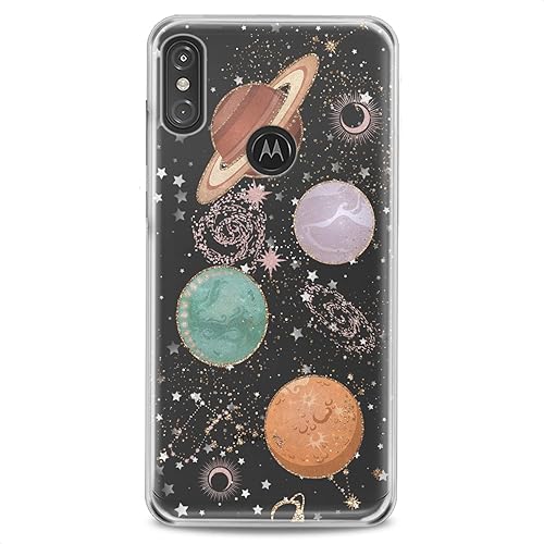 Funda de TPU compatible con Motorola G9 G8 Plus G7 E20 P40 Z4 Edge 20 G22 Stylus Space Planets Slim Fit Jupiter Soft Galaxy Print Cutie Design Clear