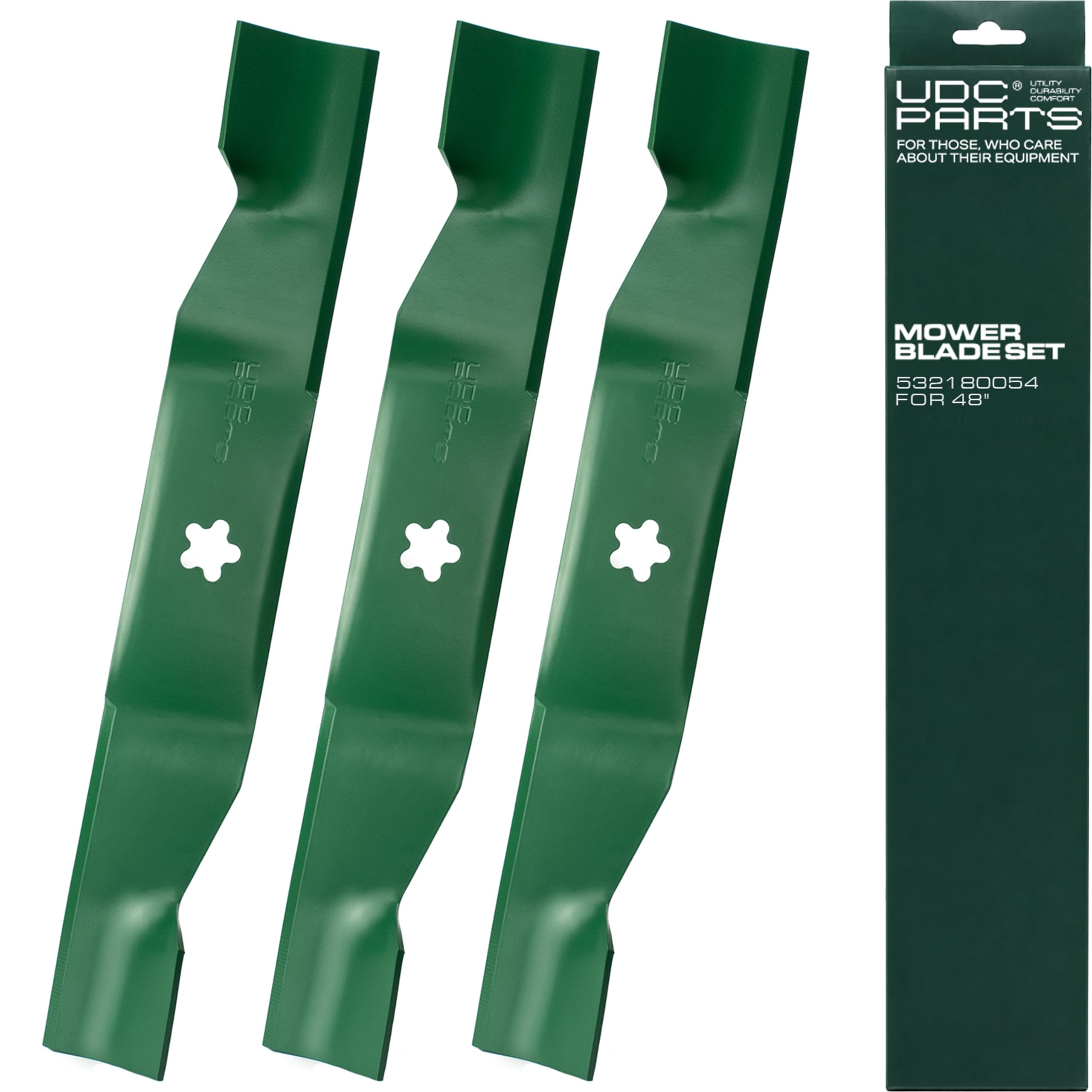 UDC Parts 532180054 Husqvarna 48 Inch Lawn Mower Blades Replacement, 3 Pack