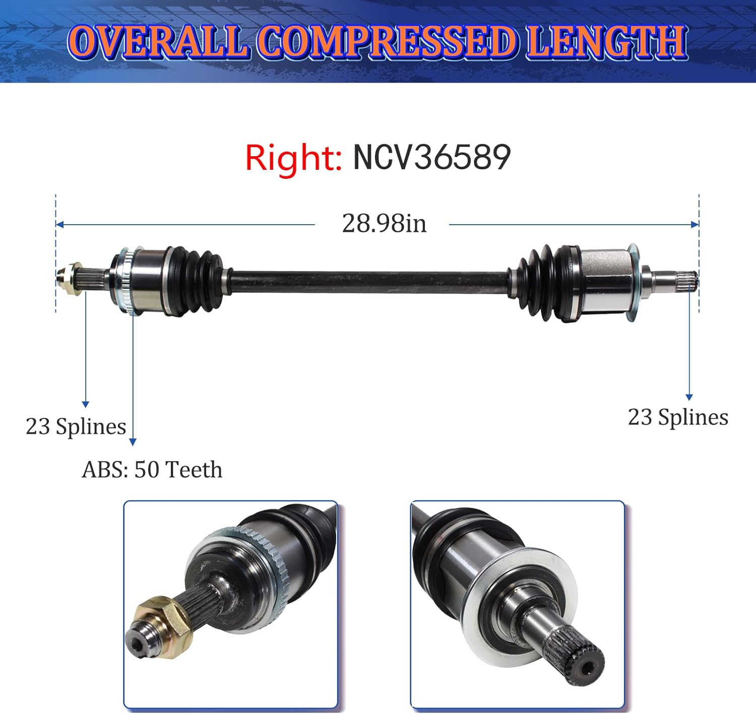 MAXFAVOR 4WD CV Axle fit for 1997 1998 1999 2000 2001 Honda CR-V CRV, LX EX SE Sport Utility 4-Door w/ABS 2.0L L4, CV Axle Shaft Assembly Rear Left Right (Passenger Driver) Side - Image 3