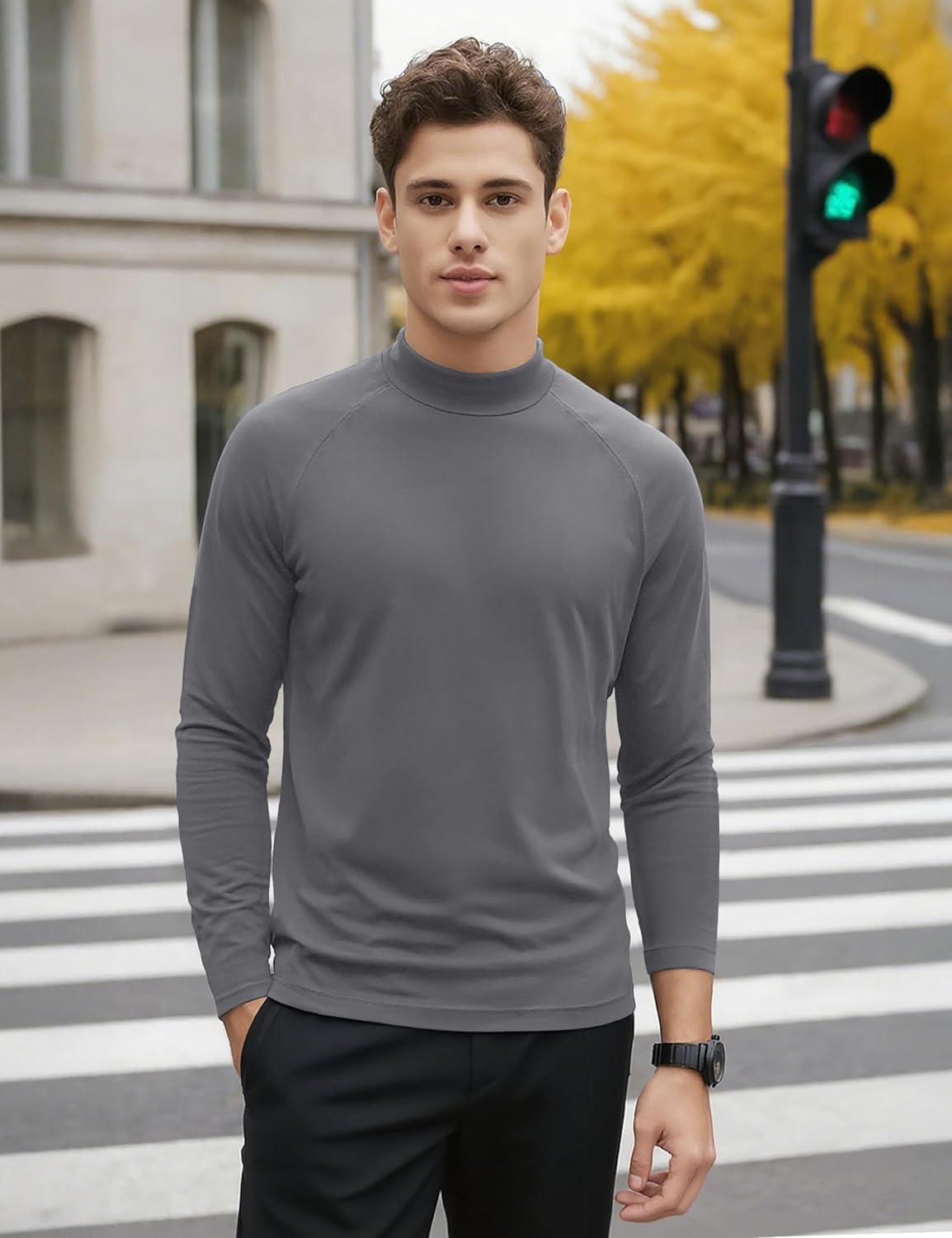 Cavva Men's Thermal Fleece Lined Shirts Mock Neck Long Sleeve Undershirt Athletic Casual Base Layer Winter Top - Image 3