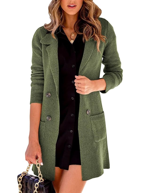 Danedvi Women Open Front Lapel Collar Cardigan Button Down Long Sweaters Cardigan Solid Outerwear Coats by Danedvi - Used condition - US$32.85