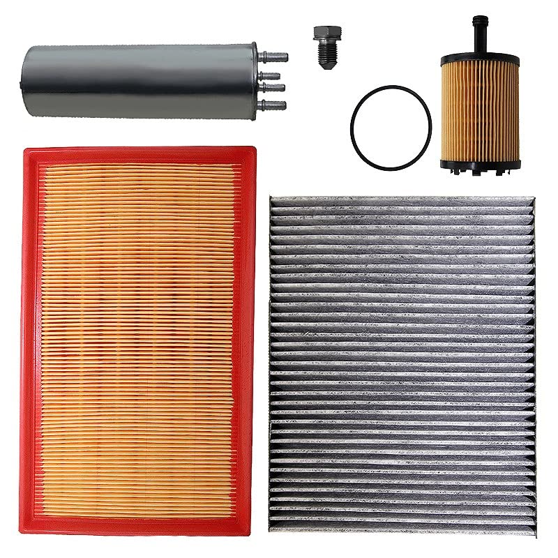 BESTPRICE Set di filtri di ispezione con 1x filtro aria, 1x filtro abitacolo con carboni attivi, 1x filtro olio, 1x filtro carburante, compatibile con VW MULTIVAN T5, TRANSPORTER T5
