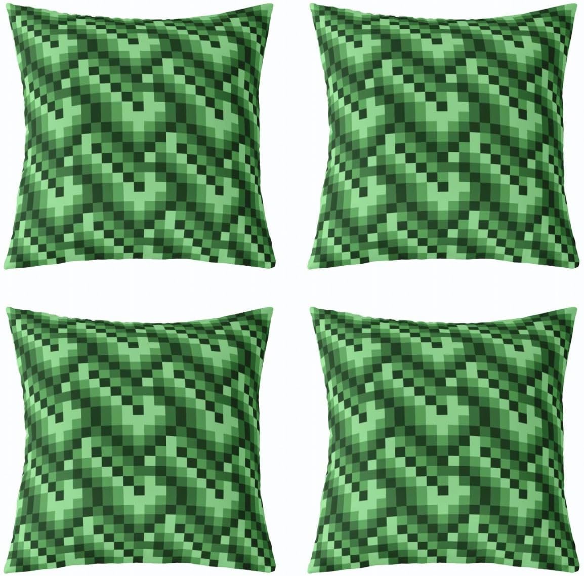 Pixelated Square Kids Throw Pillow Cover,Geometric Check Pixel Lattice Double Sides Pillow Case,Gamepad Video Games Gaming Home Decor,Green Black Bed Couch Sofa Cushion Cover,1 Pack 18"x18" image 4