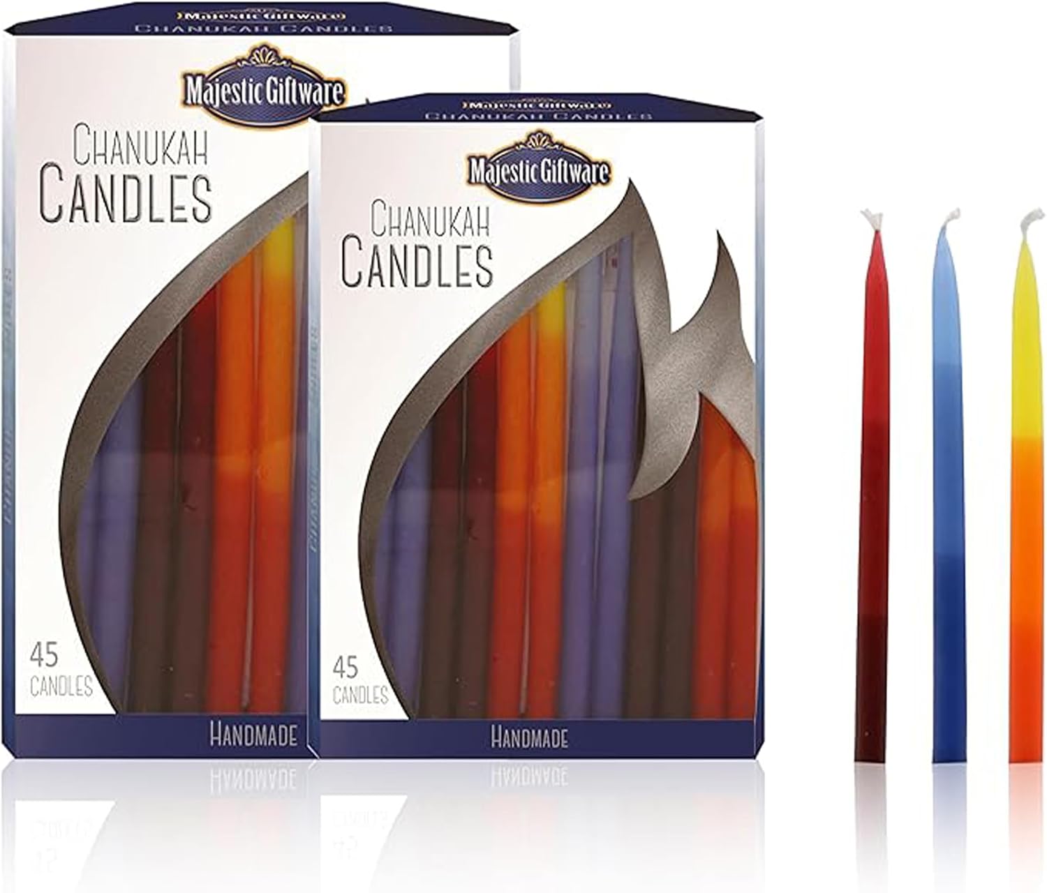 Majestic Giftware Multicolor Hanukkah Candles 12 Case - CP220 | 45 Dripless Chanukah Candles for All 8 Nights of Hanukkah | Chanukah Candles Fits Most Menorahs (Blue/Yellow/Red)