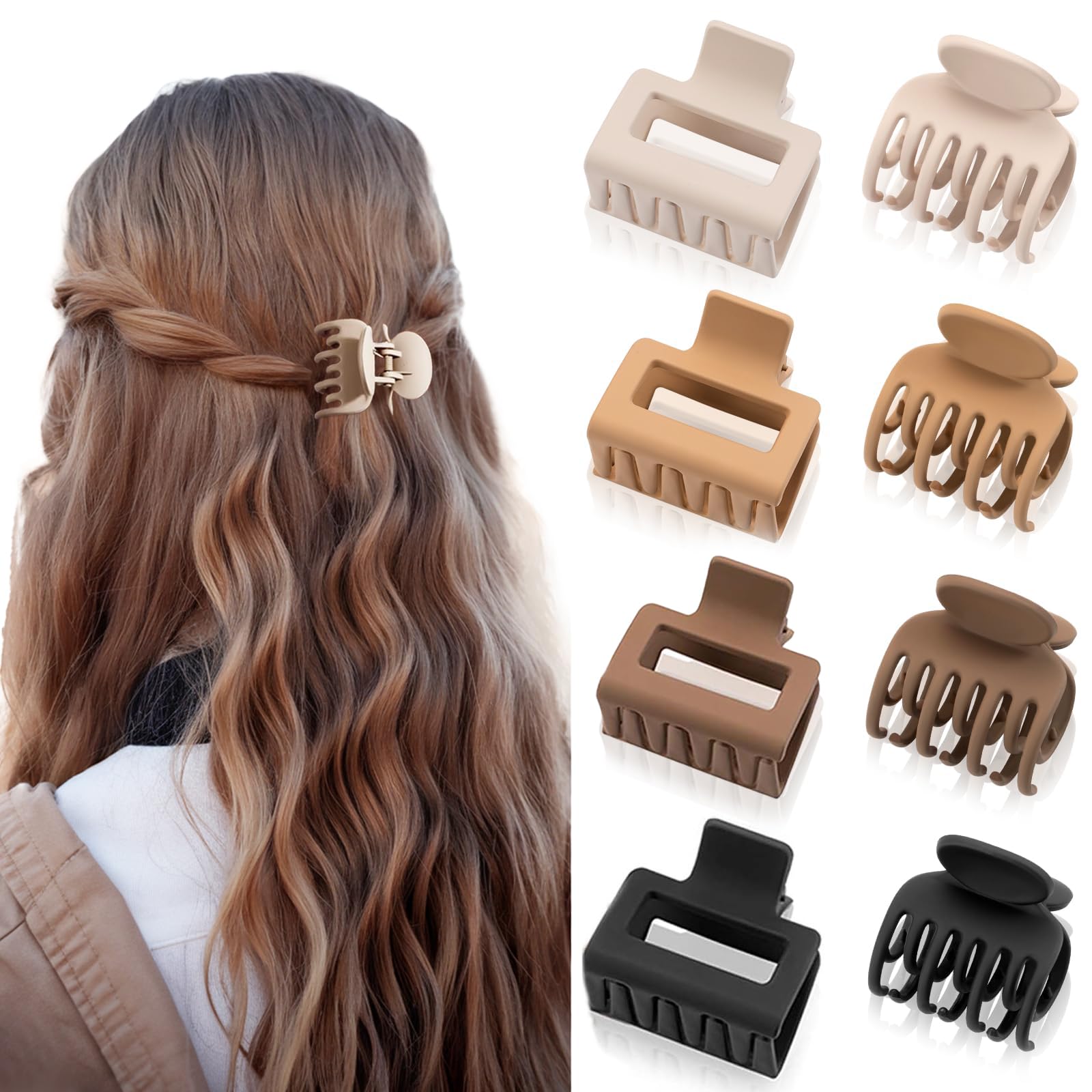 3Pcs Matte Finish Hair Claw Clips For Women! Usloyux Medium Size Hair Clips For Thick Hair Strong Grip Non Slip Barrettes Everyday Hairstyle Accessories