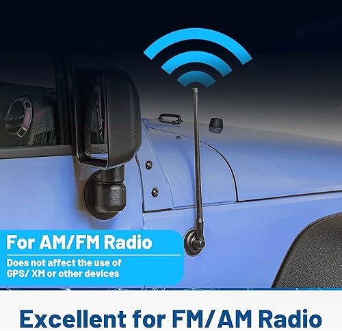 Miniatura 3 de Anina Mástil de antena de 13 pulgadas compatible con Jeep Wrangler JK Dodge Avenger Chrysler 300 2004-2022, duradero, flexible, de repuesto, antena