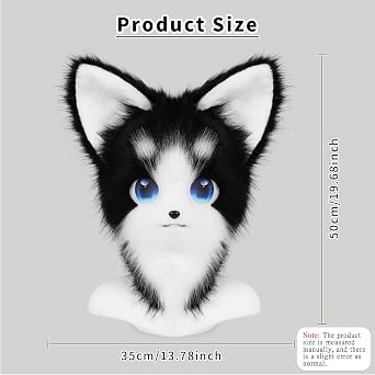 HAOAN Animal Furry Fursuit Head Mask Plush Cat Fox Mask Costume Props for Halloween Cosplay Party